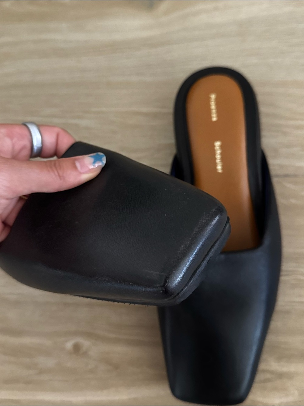 Proenza Schouler Black Leather Square-Toe Slide Mules, Size EU 39 - Picture 4 of 10